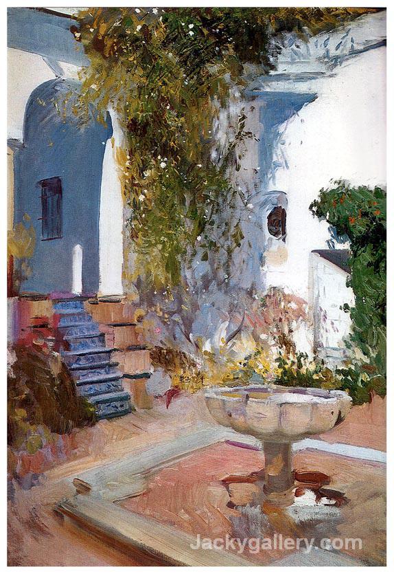 Fountain at the Alcazin Sevilla by Joaquin Sorolla y Bastida paintings reproduction